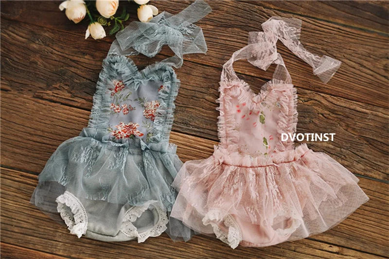 KMK - Newborn Lace Floral Dress Romper