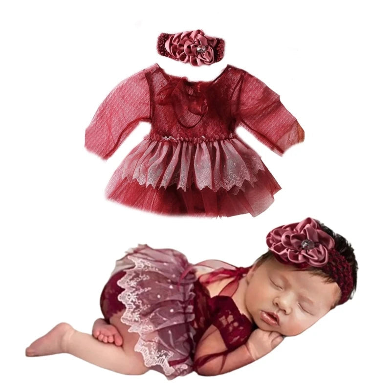 KMK - Newborn Lace Outfit and headband