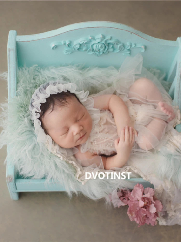 KMK - Newborn Photography Mini Wooden Crib Photo Prop