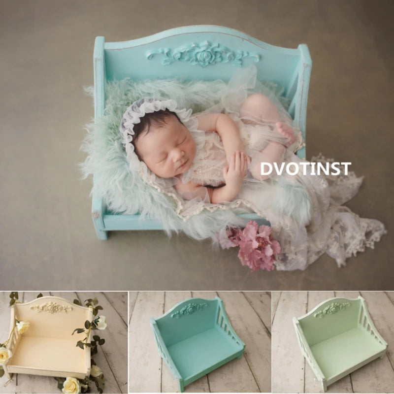 KMK - Newborn Photography Mini Wooden Crib Photo Prop