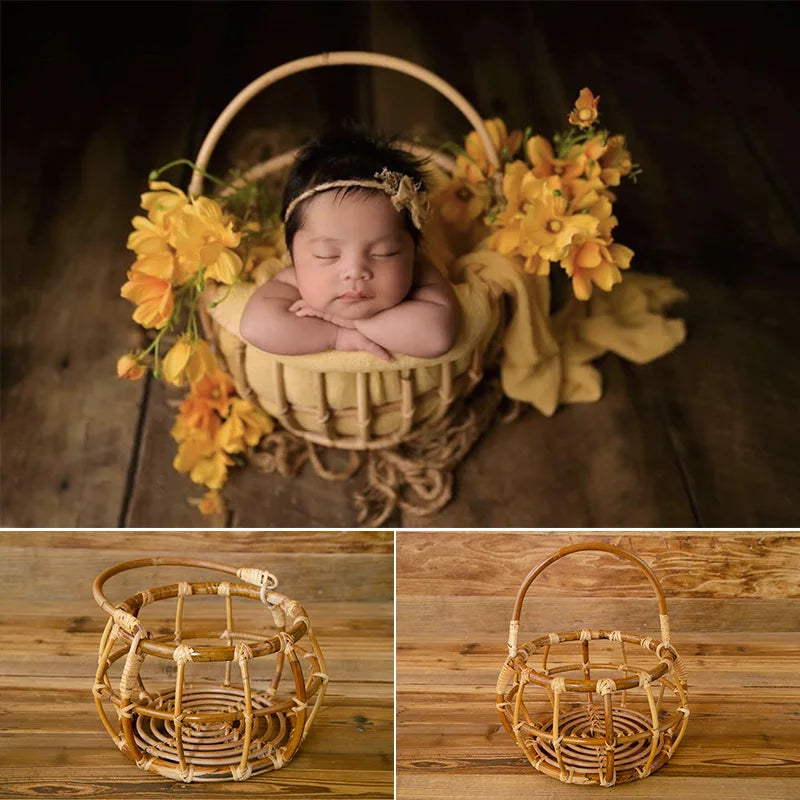 KMK - Newborn Rattan Woven Basket Prop