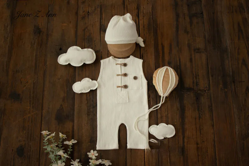 KMK - Newborn Romper + Hat + Props Set