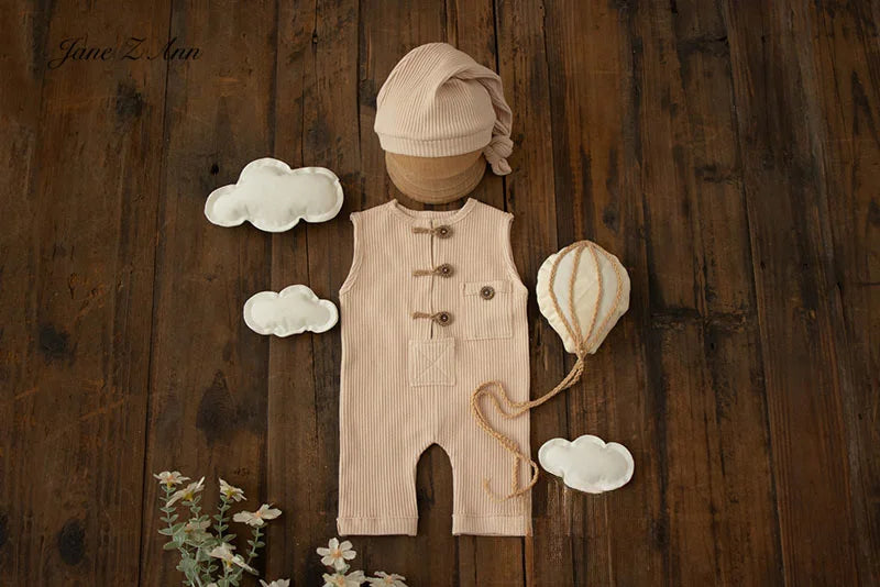 KMK - Newborn Romper + Hat + Props Set