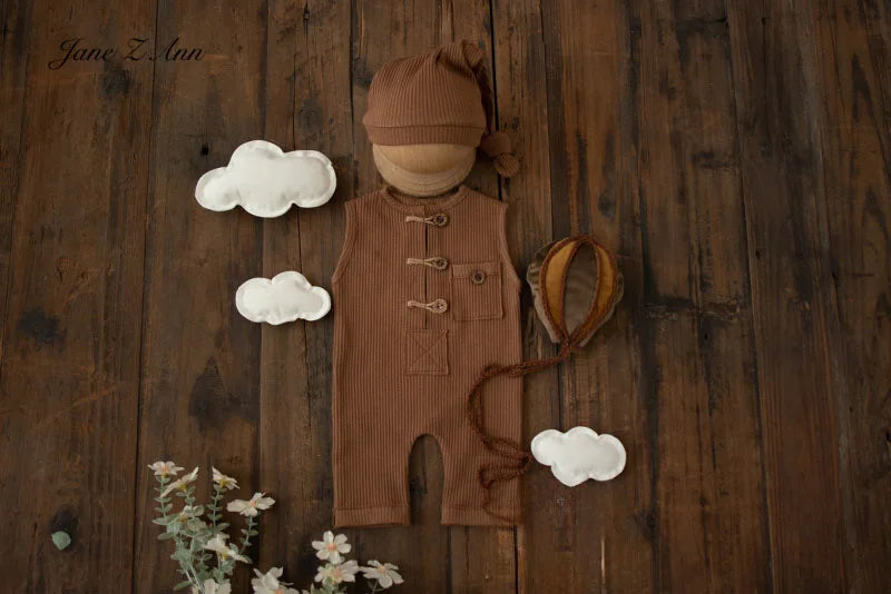 KMK - Newborn Romper + Hat + Props Set