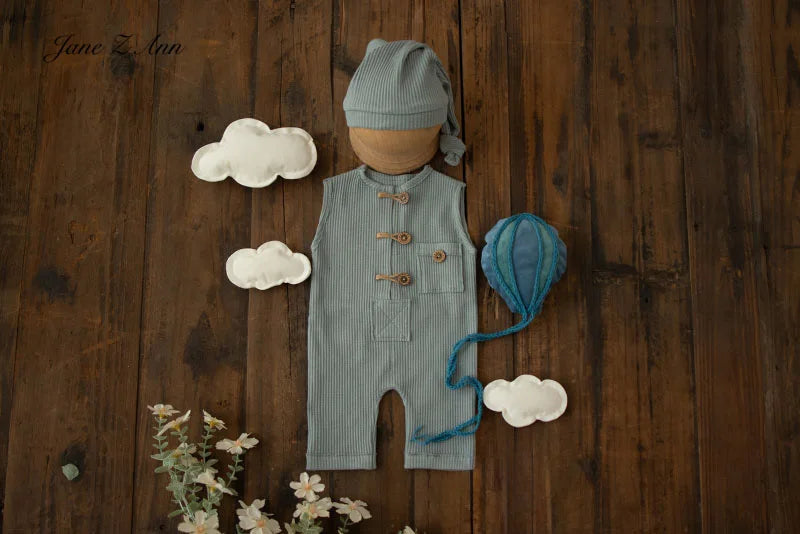 KMK - Newborn Romper + Hat + Props Set