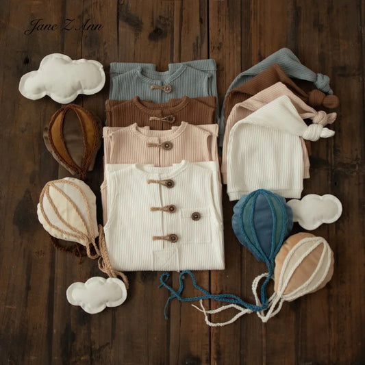 KMK - Newborn Romper + Hat + Props Set