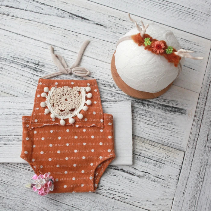 KMK - Newborn Romper and Deer Headband