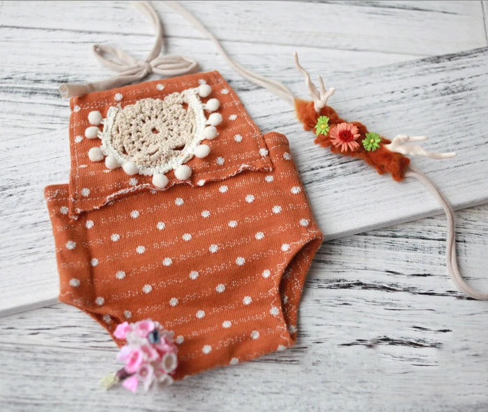 KMK - Newborn Romper and Deer Headband