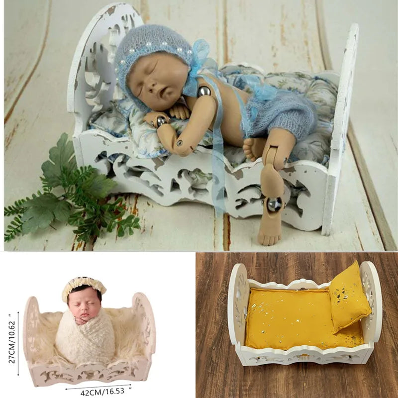 KMK - Newborn Small Wooden Bed Posing Prop