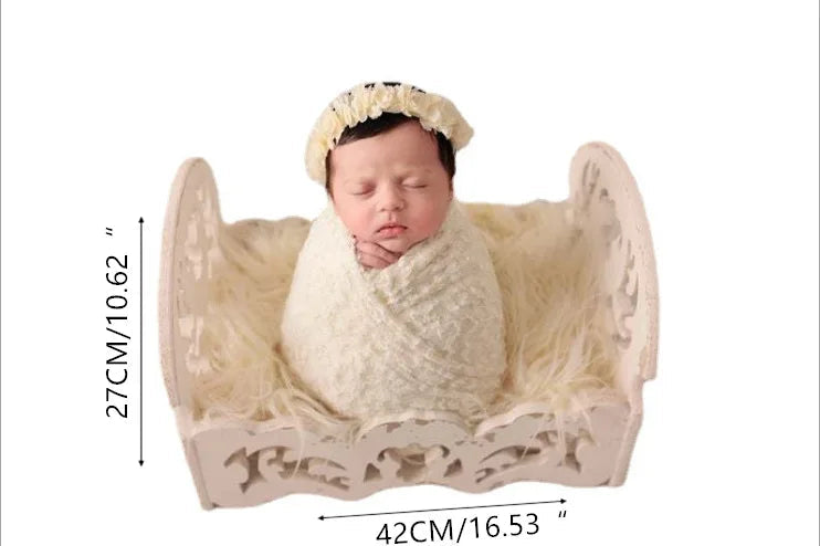 KMK - Newborn Small Wooden Bed Posing Prop