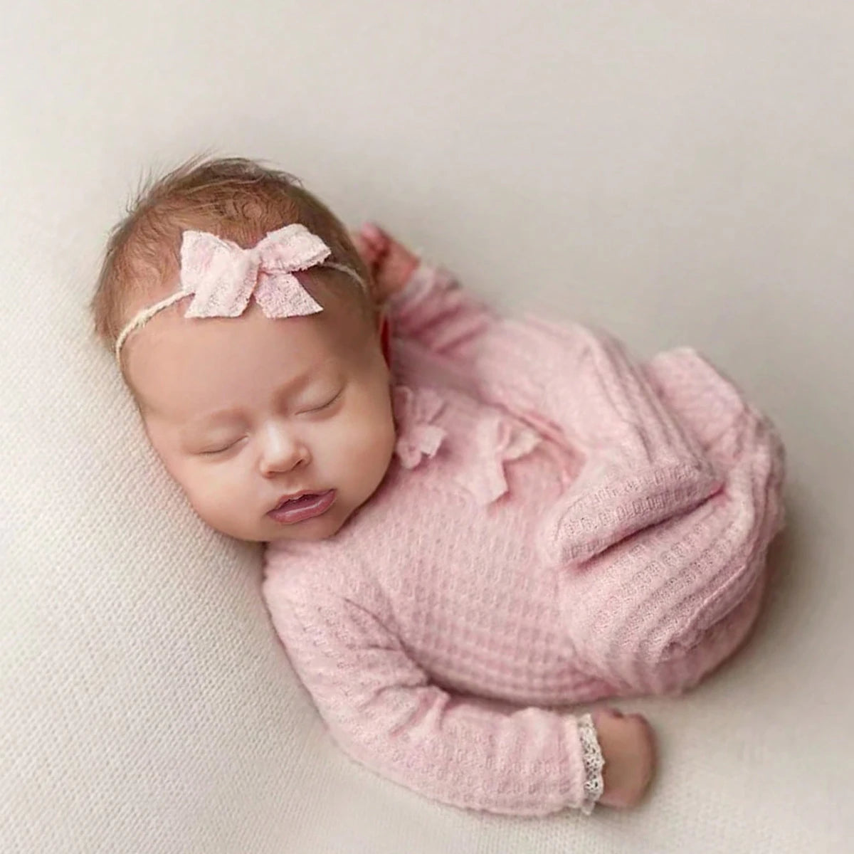 KMK - Newborn Soft Waffle Romper + Headband