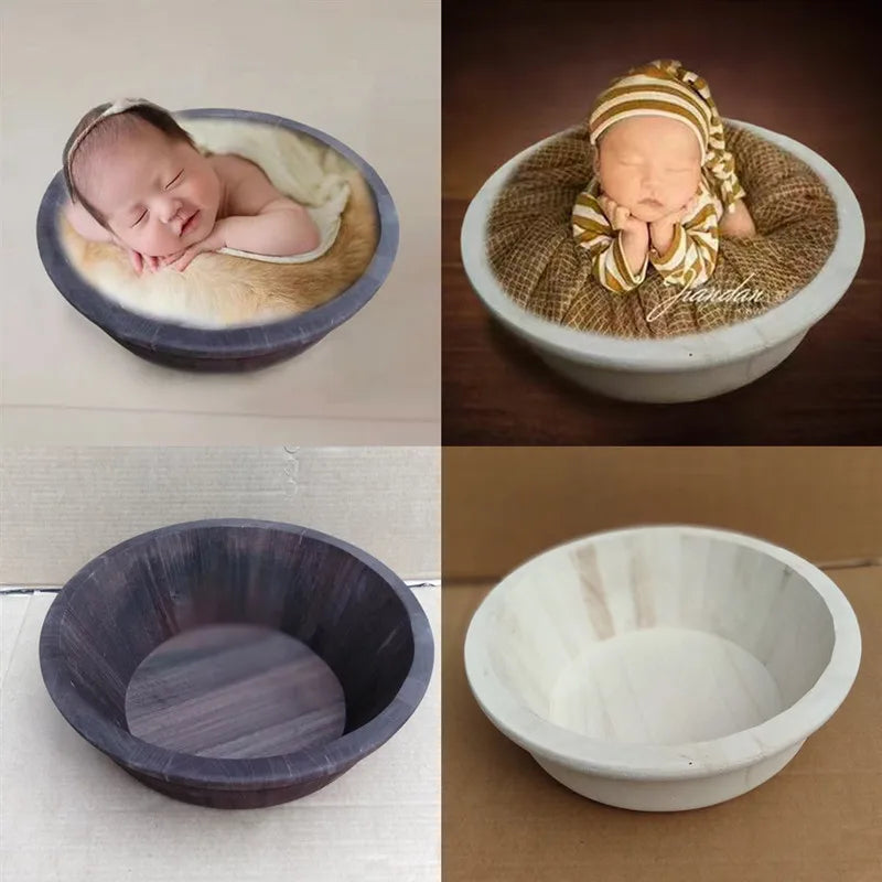 KMK - Newborn Wooden Basin Photo Prop