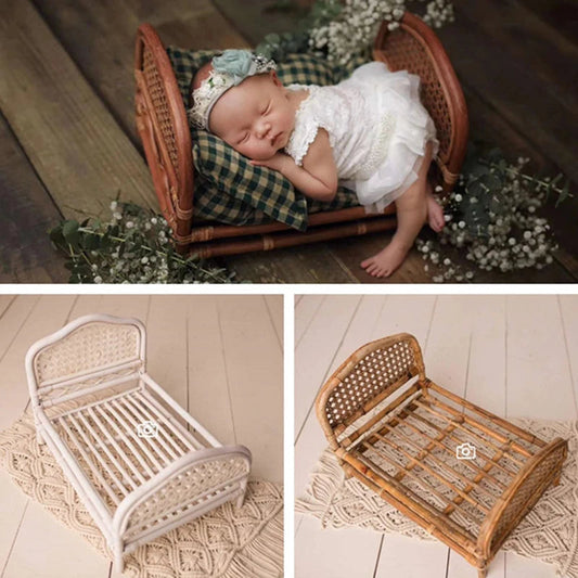 KMK - Newborn Woven Rattan Frame Bed Photography Prop