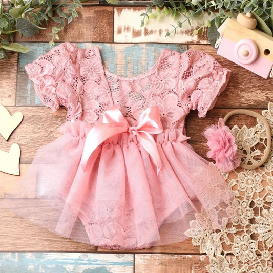 KMK - Newborn pink tulle skirt romper