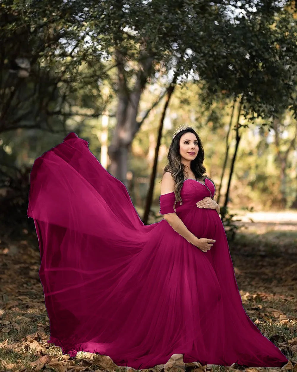 KMK - Off Shoulder Maternity Gown