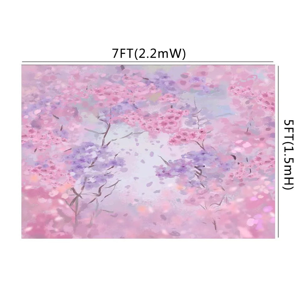 KMK - Oil Painting Abstract Pink Flowers Backdrop