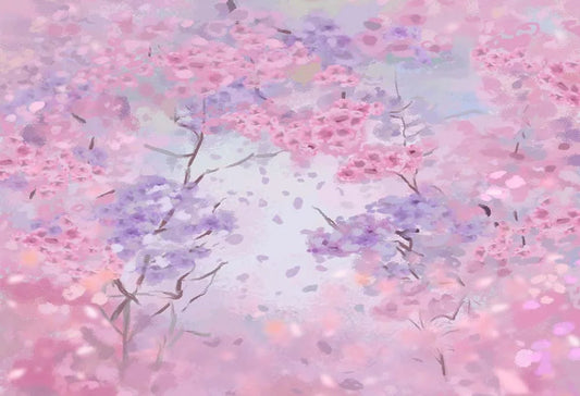 KMK - Oil Painting Abstract Pink Flowers Backdrop