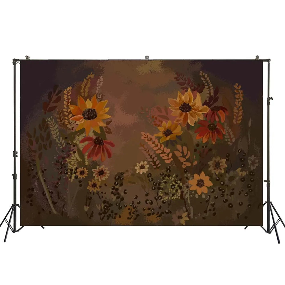 KMK - Oil Painting Gold Flower Photography Backdrop