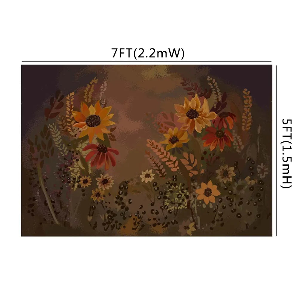 KMK - Oil Painting Gold Flower Photography Backdrop