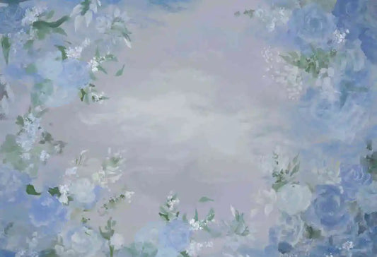 KMK - Painted Blue Flowers Backdrop