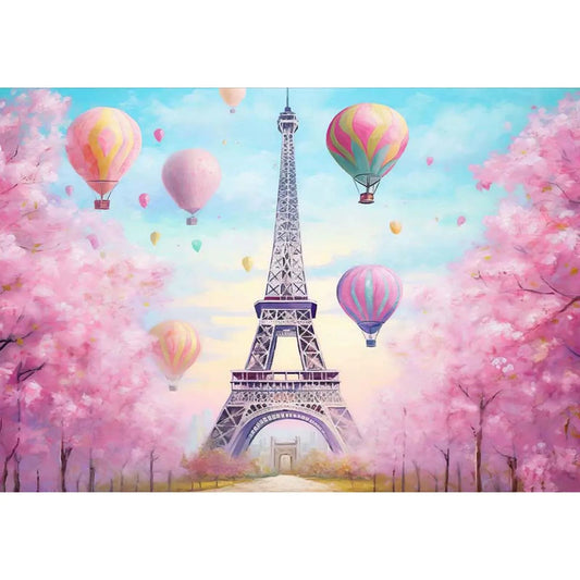 KMK - Paris Eiffel Tower Paintings Poly Photography Backdrop