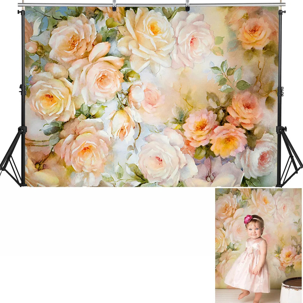 KMK - Peach Floral Watercolour Backdrop