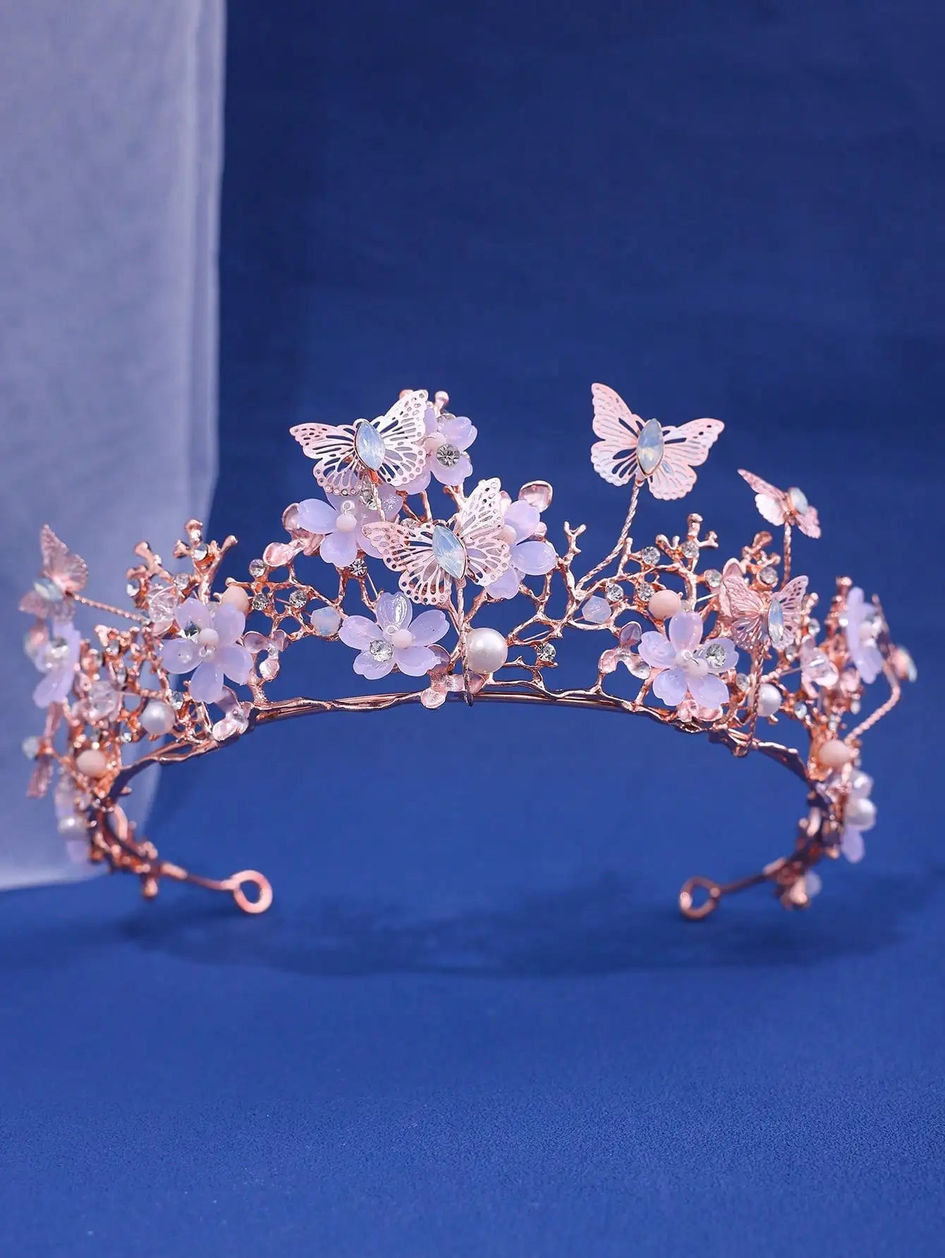 KMK - Pearl Crystal Butterfly Headband Tiara