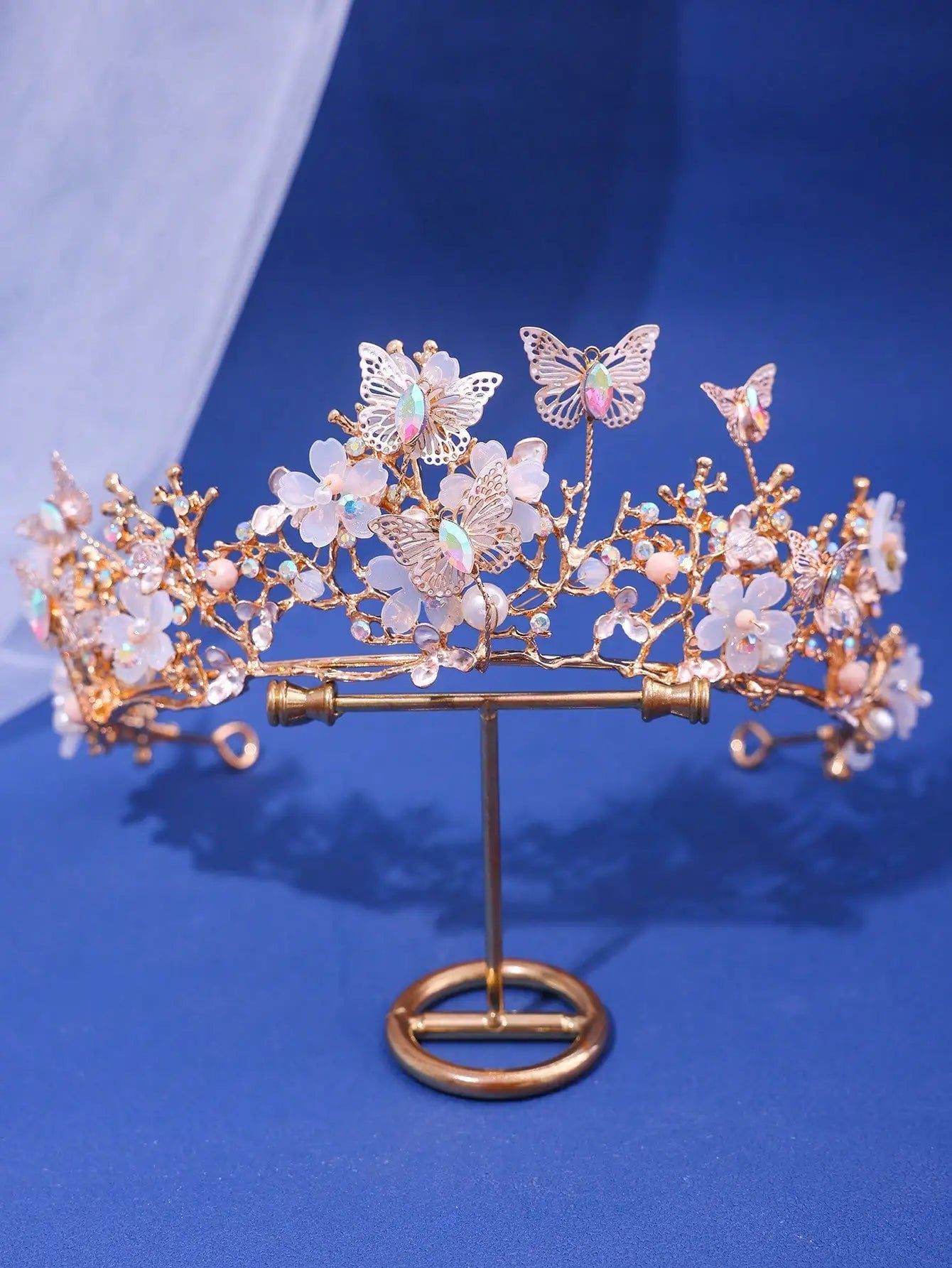 KMK - Pearl Crystal Butterfly Headband Tiara