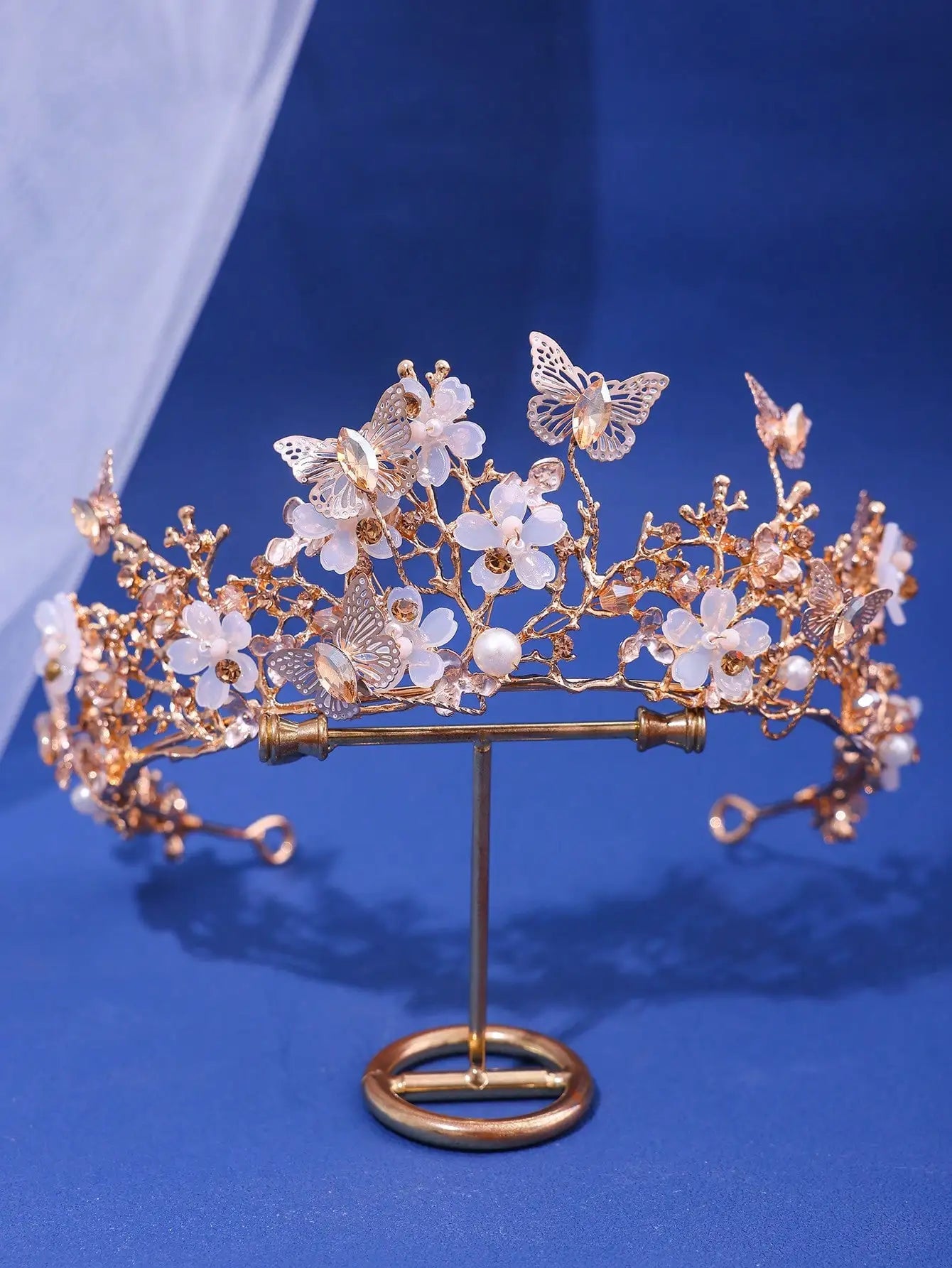 KMK - Pearl Crystal Butterfly Headband Tiara