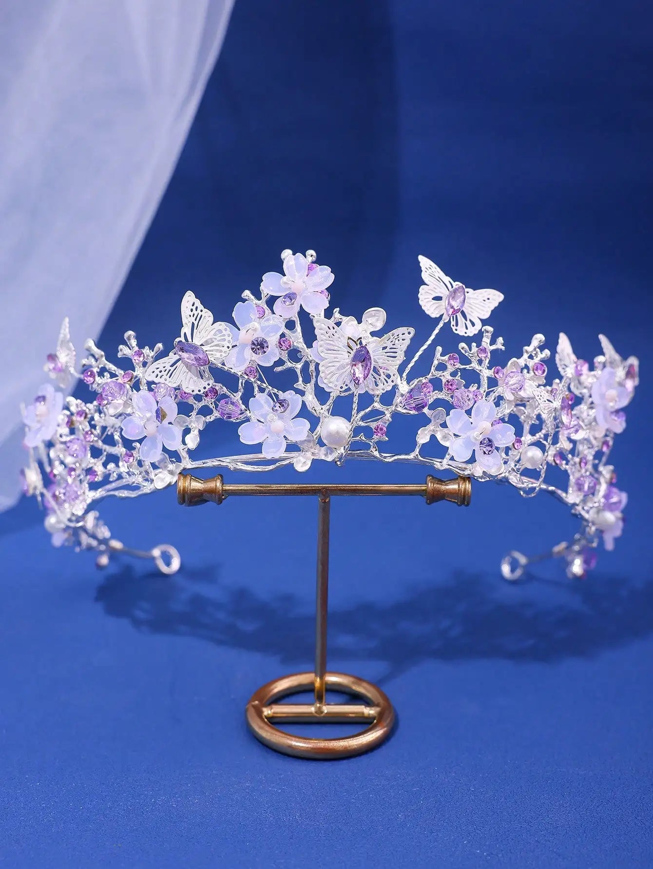 KMK - Pearl Crystal Butterfly Headband Tiara