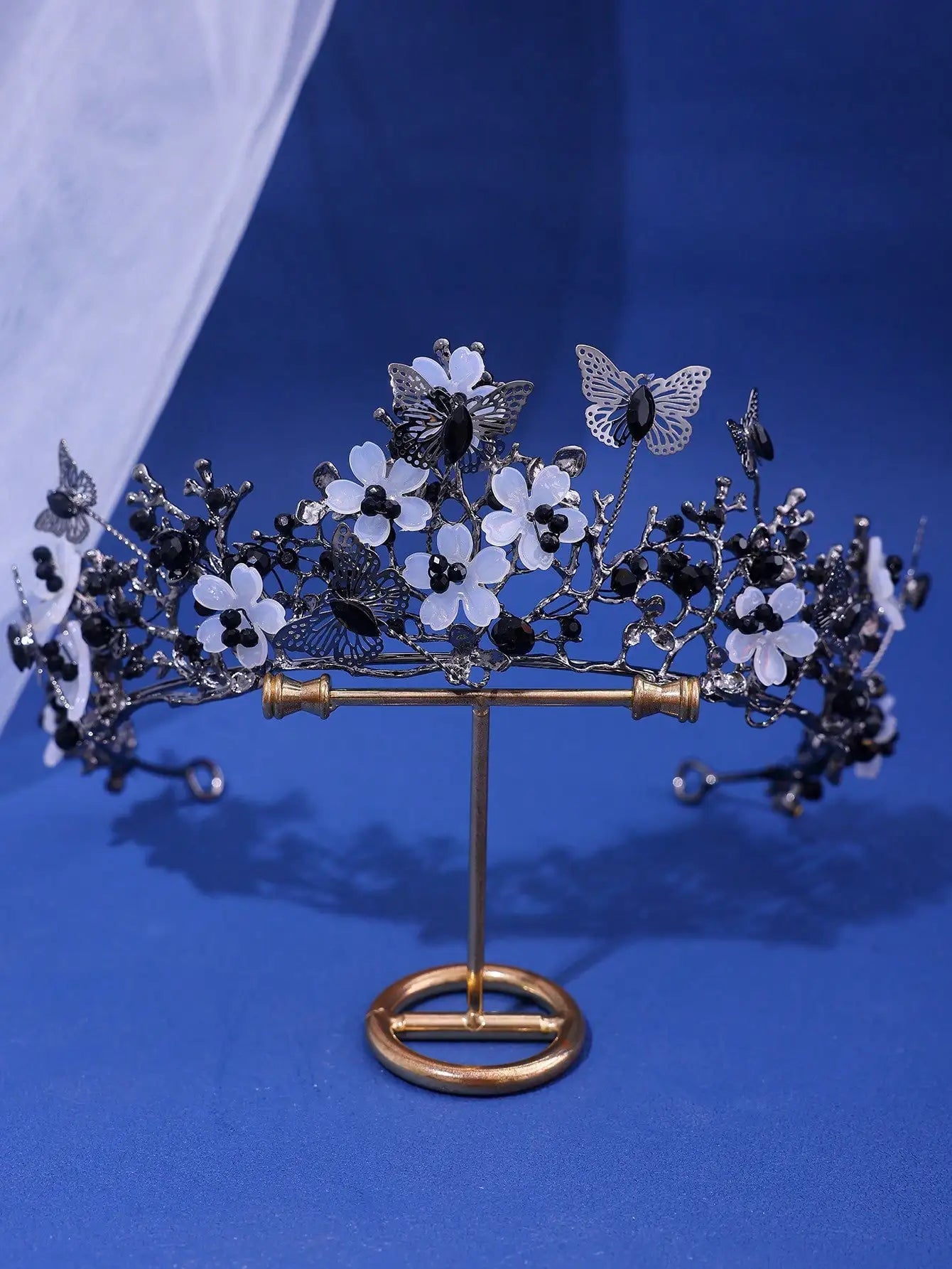 KMK - Pearl Crystal Butterfly Headband Tiara