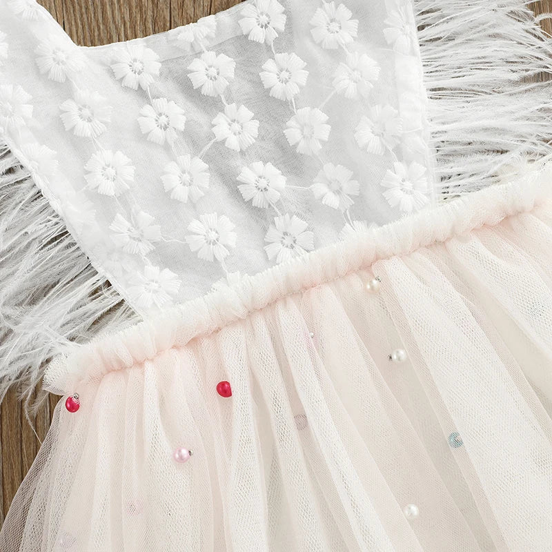 KMK - Pearl Feather Sleeveless Lace Tutu Romper