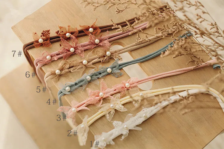 KMK - Pearl lace Bow Headbands