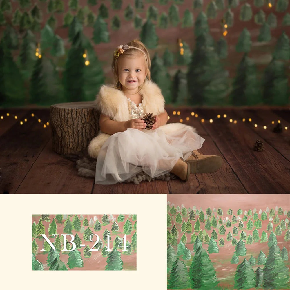 KMK - Pine Tree Forest watercolour backdrop