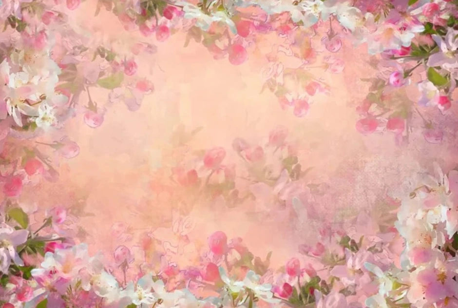 KMK - Pink Abstract Flowers Backdrop