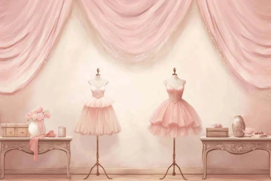 KMK - Pink Ballet Dancer Room Poly Photography Backdrop