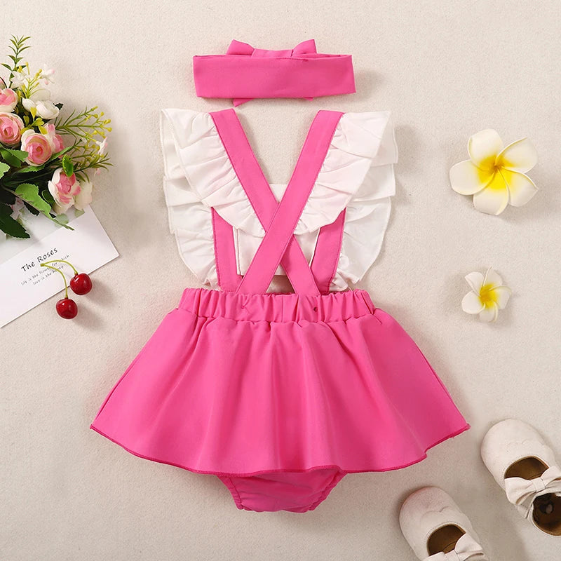 KMK - Pink Barbie Romper Dress + Headband