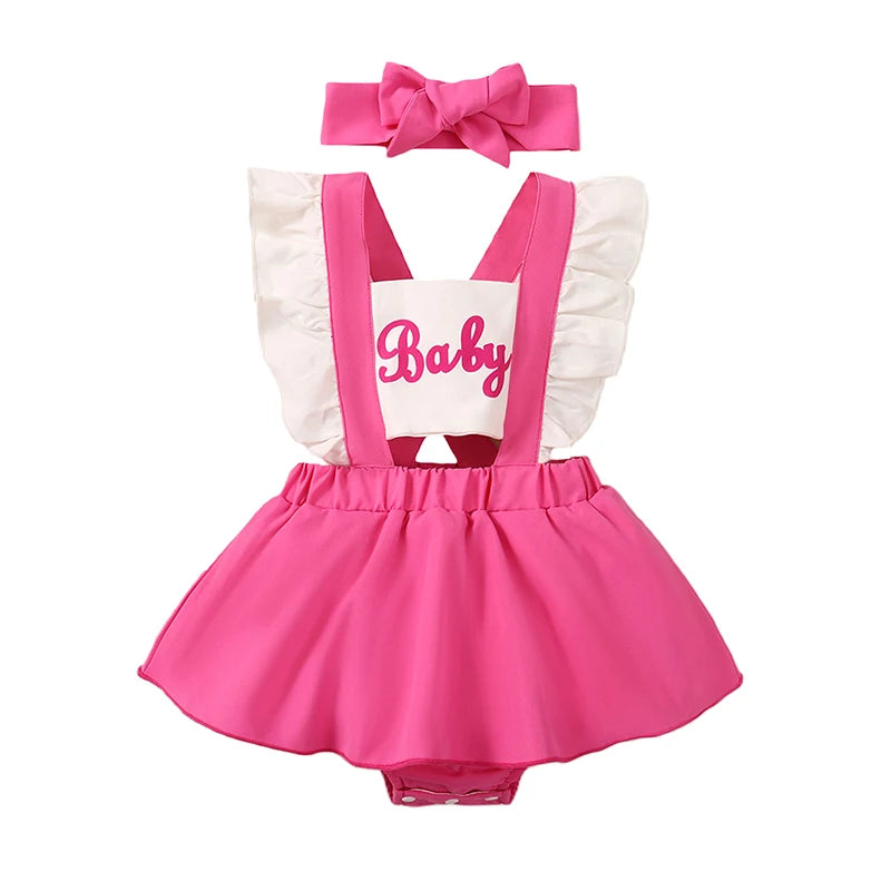 KMK - Pink Barbie Romper Dress + Headband