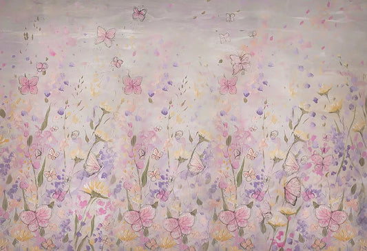 KMK - Pink Butterflies Field Backdrop