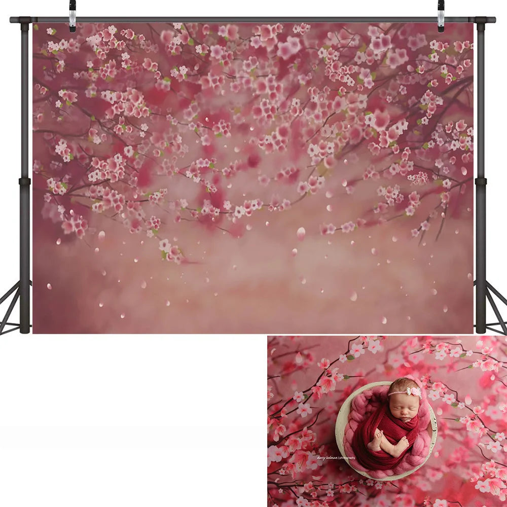 KMK - Pink Cherry Vines watercolour backdrop