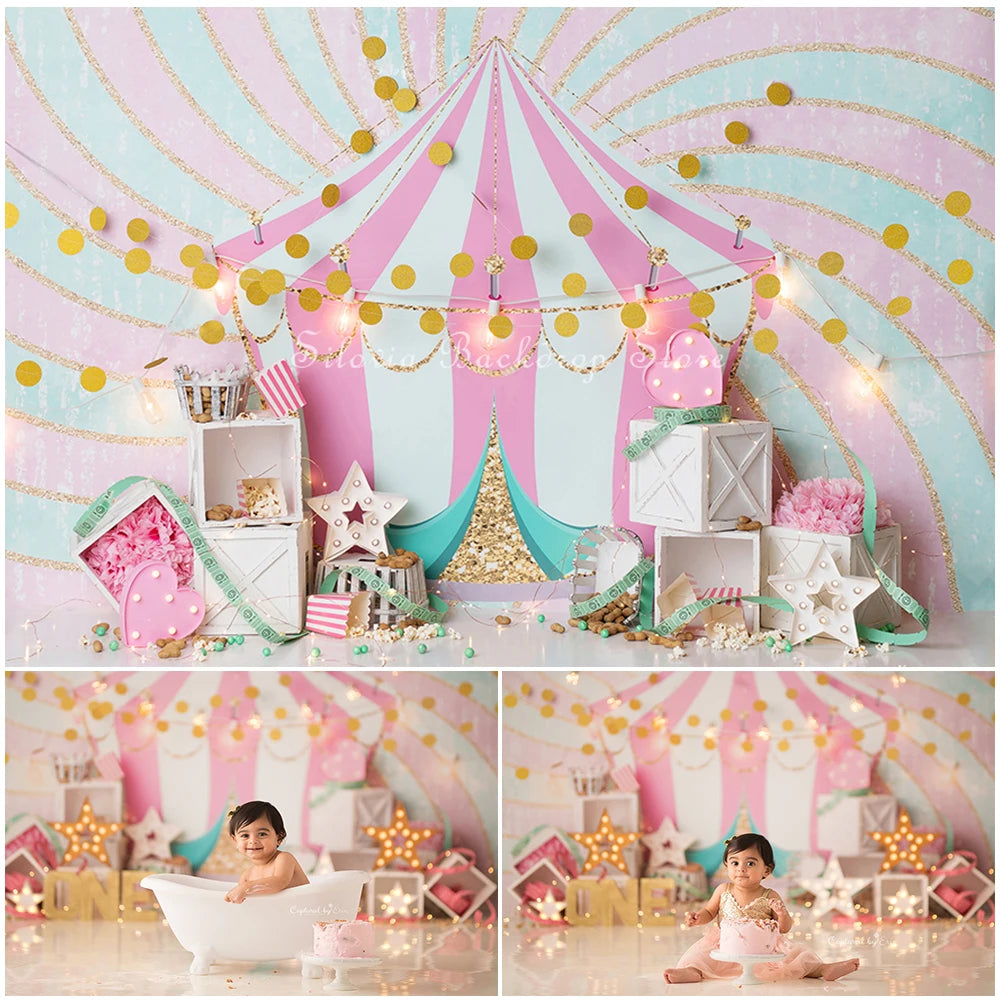 KMK - Pink Circus Tent Backdrop