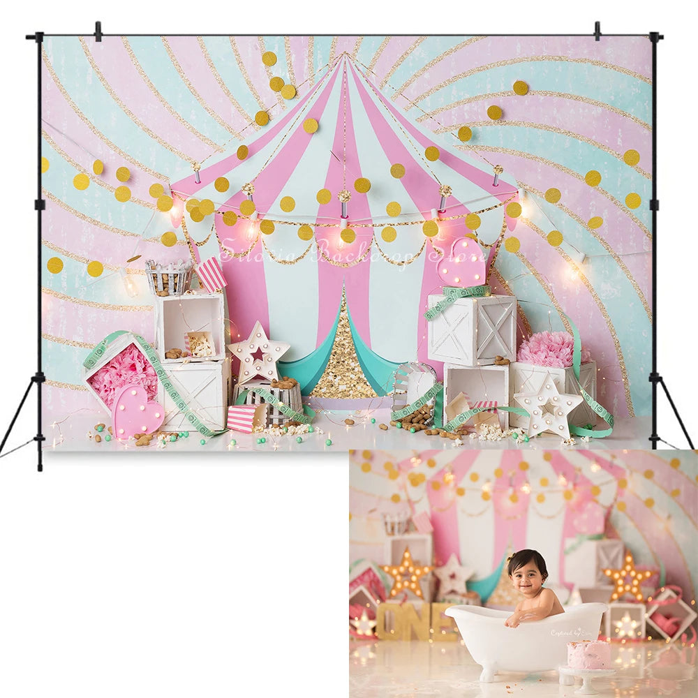 KMK - Pink Circus Tent Backdrop