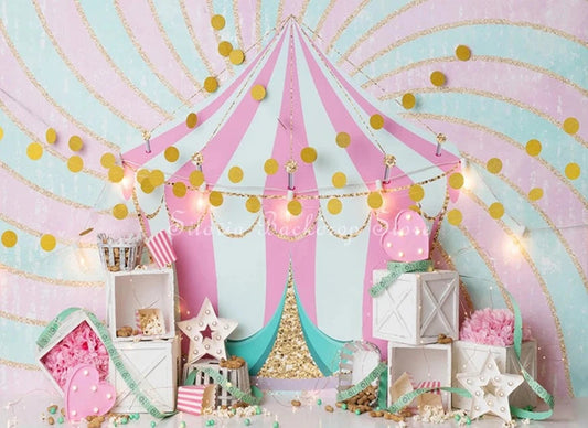 KMK - Pink Circus Tent Backdrop