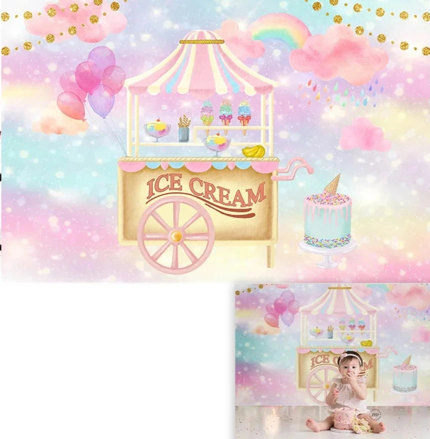 KMK - Pink Dreamy Icecream Stand Backdrop