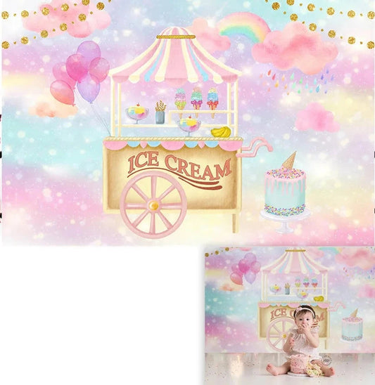 KMK - Pink Dreamy Icecream Stand Backdrop