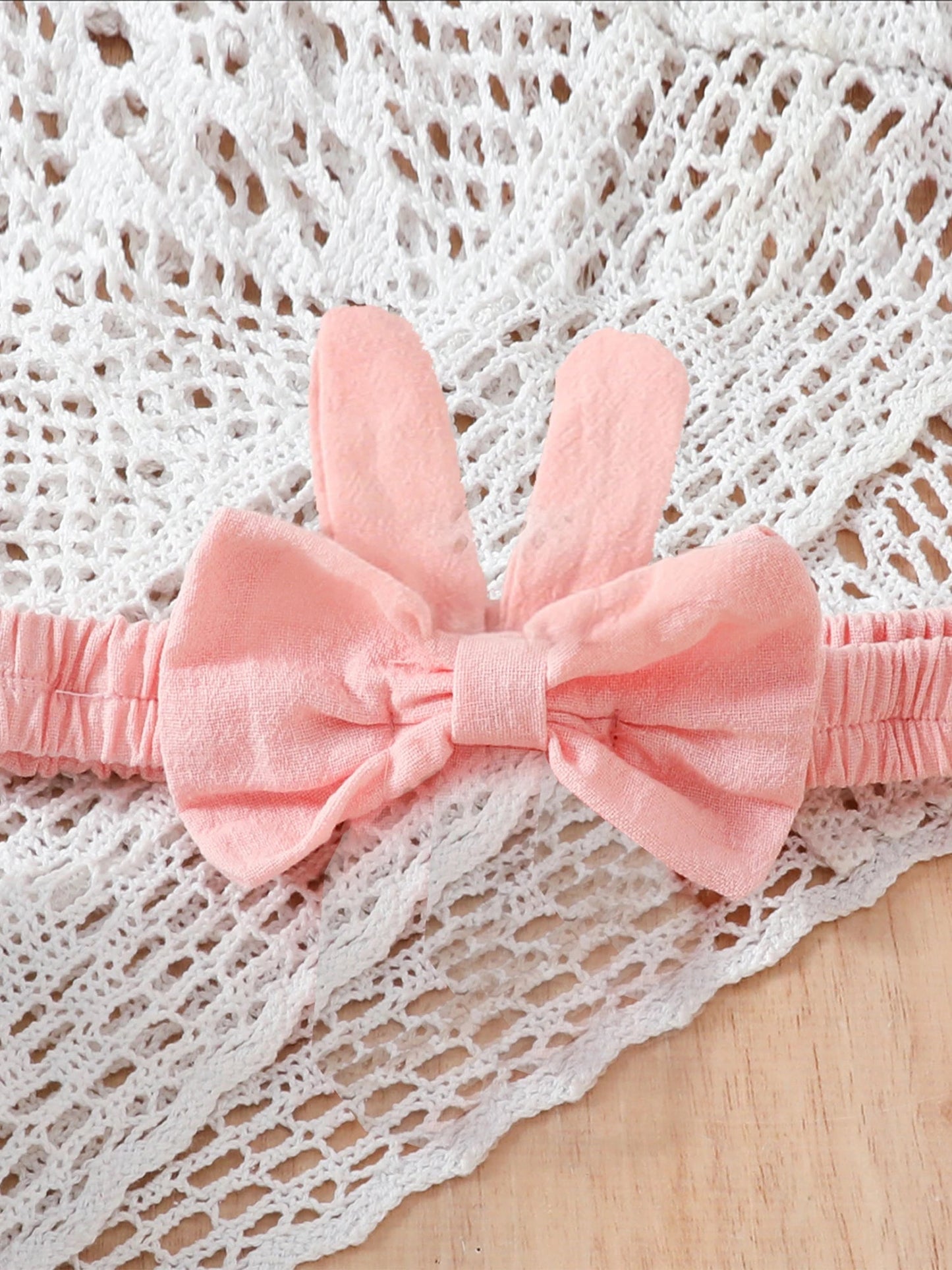 KMK - Pink Easter Rabbit Ear Romper +Headband Set