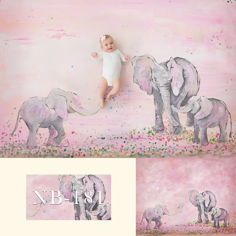 KMK - Pink Elephant watercolour backdrop