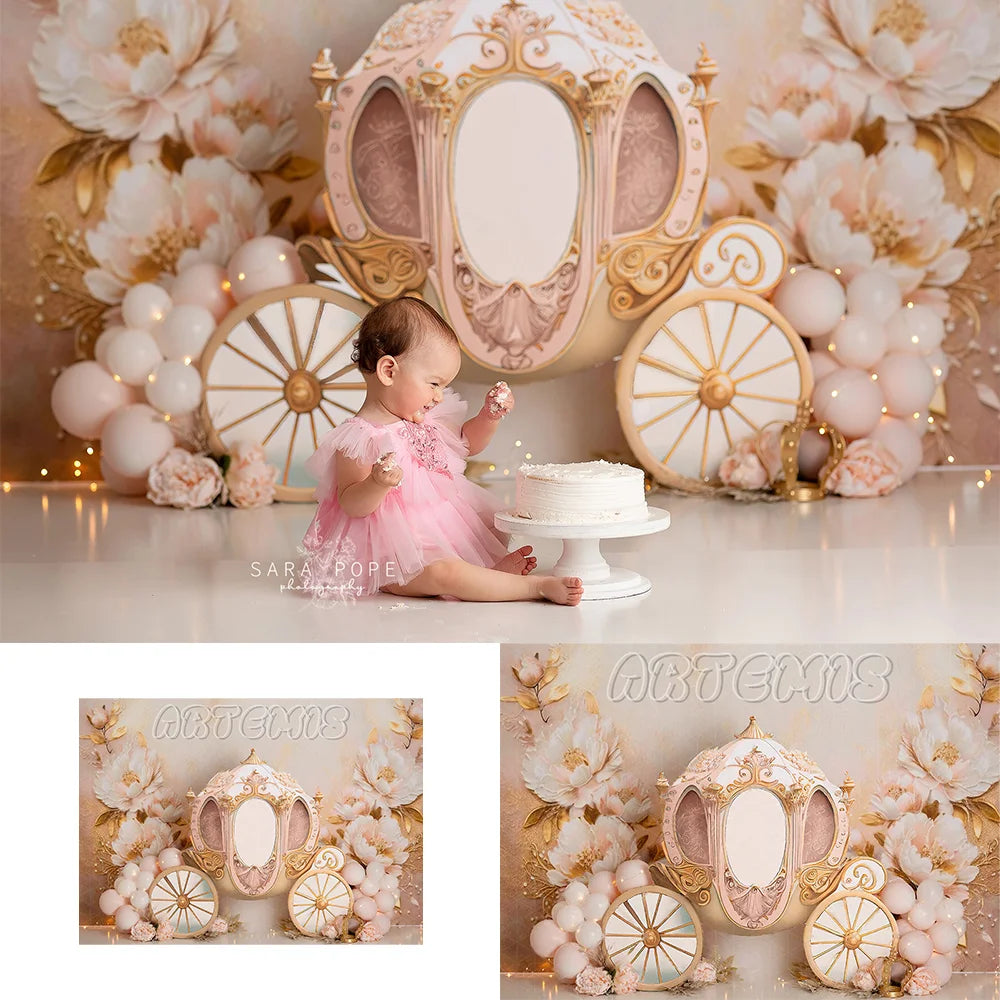 KMK - Pink Floral Carriage Backdrop