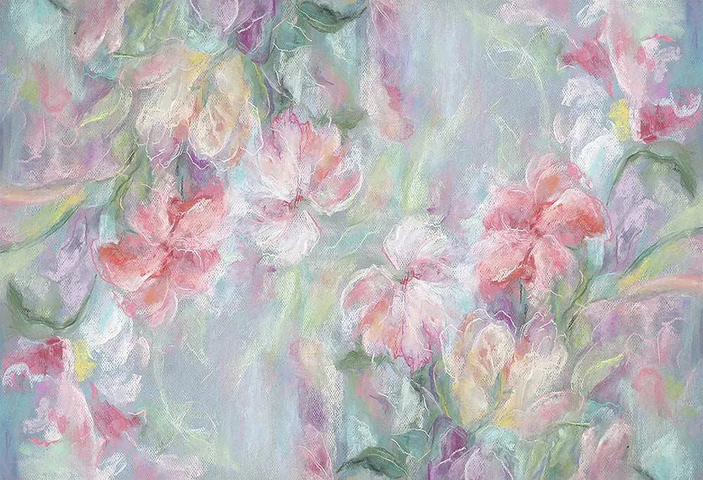 KMK - Pink Floral Vine Oil Painting Backdrop