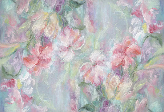 KMK - Pink Floral Vine Oil Painting Backdrop